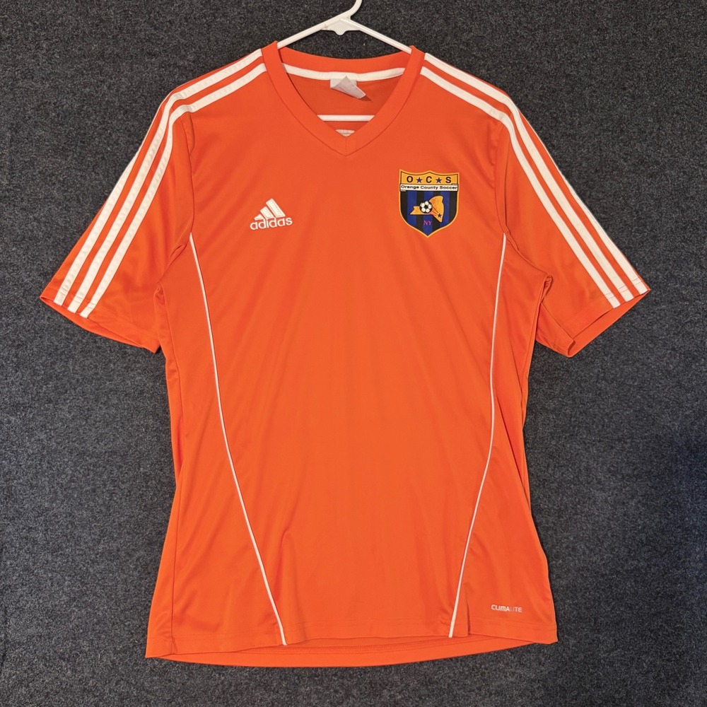 Adidas Mens Orange County Soccer OCSC Climalite V-Neck Jersey Orange Medium